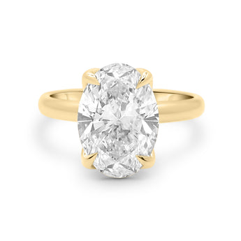 Briseida | Solitaire 14K Yellow Gold Tulip Gallery Engagement Ring - Lab Grown Diamonds, Moissanite Front View