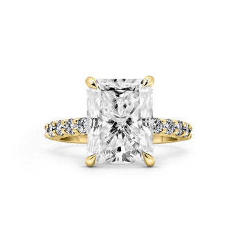 Angelica | Radiant Accent Stone 14K Yellow Gold Engagement Ring - Diamond Daughters, Front View