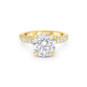 Nadine | Round Double Hidden Halo Accent Stone 14k Yellow Gold Engagement Ring - Diamond Daughters, Front View