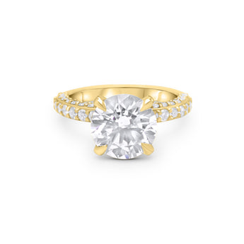 Nadine | Round Double Hidden Halo Accent Stone 14k Yellow Gold Engagement Ring - Diamond Daughters, Front View