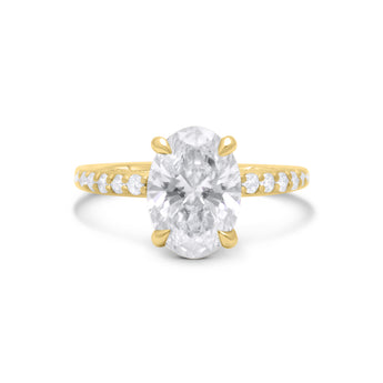 Julianna | Oval Moissanite Pave 14k Yellow Gold Engagement Ring - Diamond Daughters, Front View