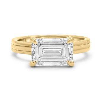 front view east west setting custom engagement ring 14k yellow gold