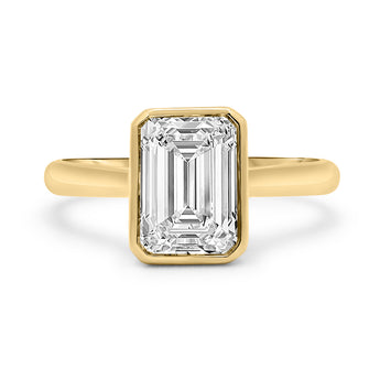 front view 14k yellow gold bezel engagement ring