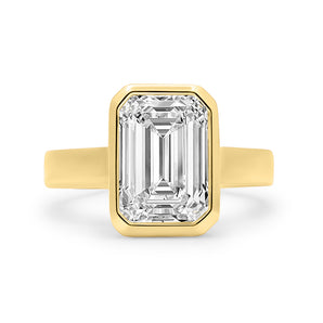 Brittanee | Bezel Emerald 14K Yellow Gold Engagement Ring - Diamond Daughters, Front View