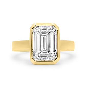 Brittanee | Bezel Emerald 14K Yellow Gold Engagement Ring - Diamond Daughters, Front View