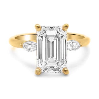 Prianka | Emerald Double Marquise Accent Stone 14k Yellow Gold Engagement Ring - Diamond Daughters, Front View