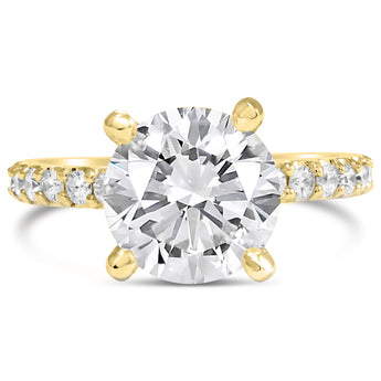Ally Round Moissanite 14K Yellow Gold Engagement Ring 10mm Around 3.60ct - Diamond Daughters, Front View