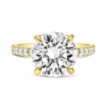 Andrea | Round Moissanite 14k Yellow Gold Engagement Ring - Diamond Daughters, Front View