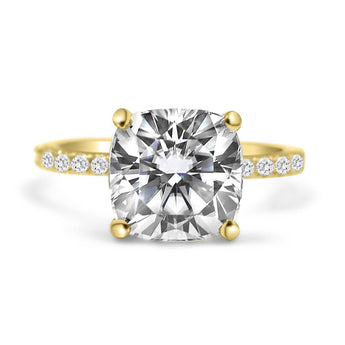 Angela | Cushion Moissanite 14k Yellow Gold Engagement Ring
Diamond Daughters
Front View