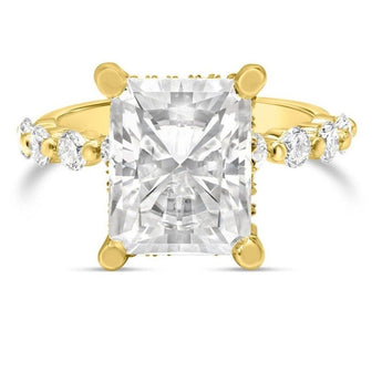 Brooke | Radiant Hidden Halo Accent Stone 14K Yellow Gold Engagement Ring - Diamond Daughters, Front View