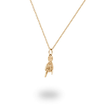 Italian Hand Good Luck Charm Pendant In Solid 14K Gold - Diamond Daughters