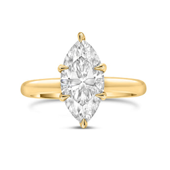 Michelle | Marquise Hidden Halo 14K Yellow Gold Engagement Ring - Diamond Daughters, Front View
