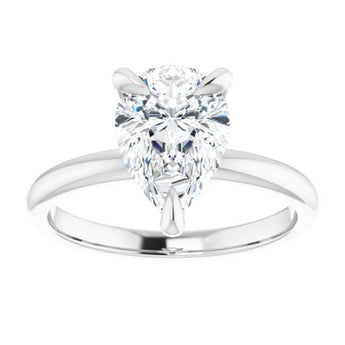 Pear Moissanite Solitaire 14K White Gold Engagement Ring 12x8mm Around 3.5ct - Diamond Daughters, Front View