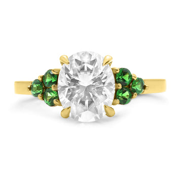 Phavady | Oval Moissanite 14K Yellow Gold Engagement Ring - Diamond Daughters, Front View
