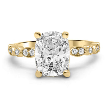 Sammy | Elongated Cushion Moissanite Diamond 14K Yellow Gold Engagement Ring - Diamond Daughters, Front View