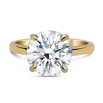 Sol | Round Moissanite Hidden Halo 14K Yellow Gold Engagement Ring - Diamond Daughters, Front View