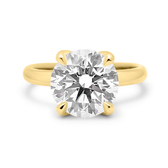 Lorena | Round Claw Prong Solitaire 14K Yellow Gold Engagement Ring - Diamond Daughters, Front View