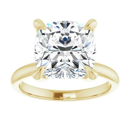 2.08CT Cushion Lab Grown Diamond Solitaire 14K Yellow Gold Engagement Ring - Diamond Daughters, Front View