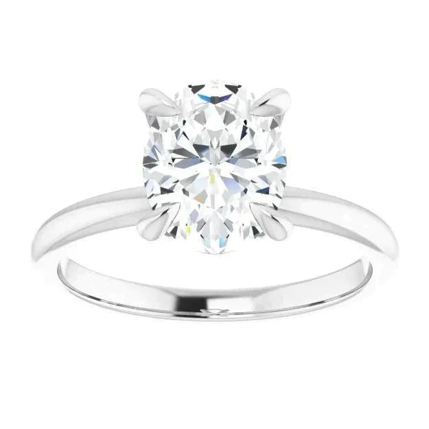 2.10 CT Oval Lab Grown Diamond Solitaire Engagement Ring - Diamond Daughters