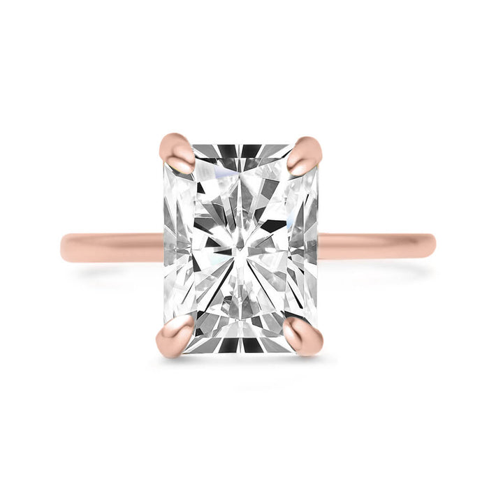 3.03CT Radiant Lab Grown Diamond Solitaire 14K Rose Gold Engagement Ring - Diamond Daughters, Front View