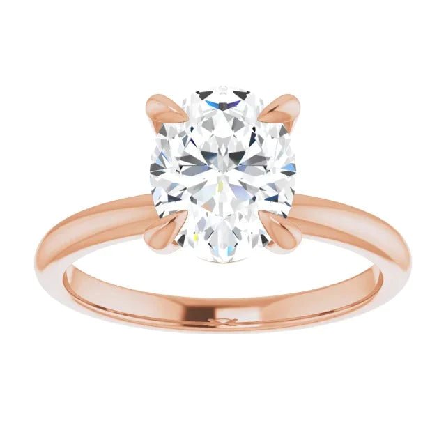 3.76ct CT Oval Lab Grown Diamond 14K Rose Gold Solitaire Engagement Ring - Diamond Daughters, Front View