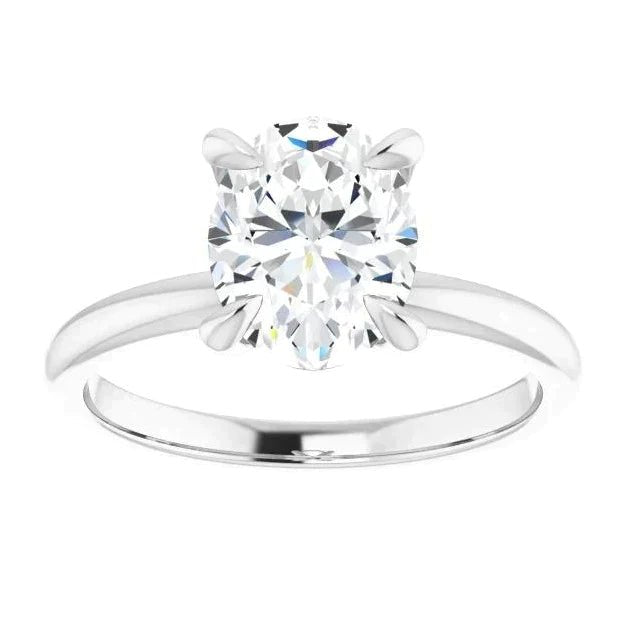 5..08 CT Oval Lab Grown Diamond Solitaire 14K White Gold Engagement Ring - Diamond Daughters, Front View