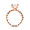 Teresa | Bezeled Emerald Round Ideal Cut Shank 14K Rose Gold Engagement Ring - Diamond Daughters, Top View