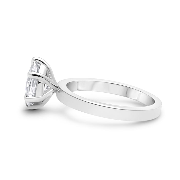 Tammy | Oval Moissanite Solitaire 14K White Gold Engagement Ring - Diamond Daughters, Side View