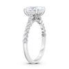 Madison | Oval Cathedral Pedal Gallery Pave 14k White Gold Engagement Ring - Diamond Daughters, Top Side View