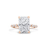 Courtney | Radiant Accent Stone Hidden Halo 14K Rose Gold Engagement Ring - Diamond Daughters, Front View