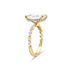 Courtney | Radiant Accent Stone Hidden Halo 14K Yellow Gold Engagement Ring - Diamond Daughters, Top Side View