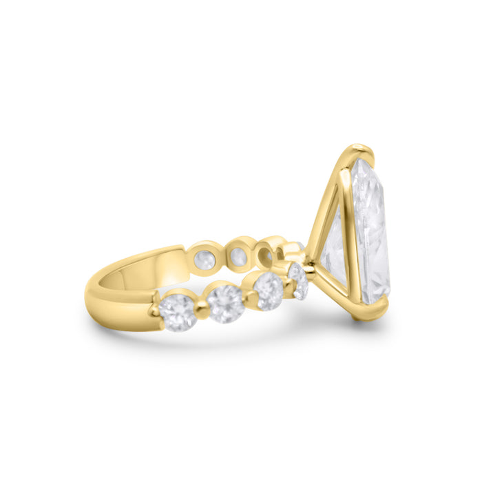 Kerlin | Pear Moissanite Shank Accent Stone 14k Yellow Gold Engagement Ring - Diamond Daughters, Side View