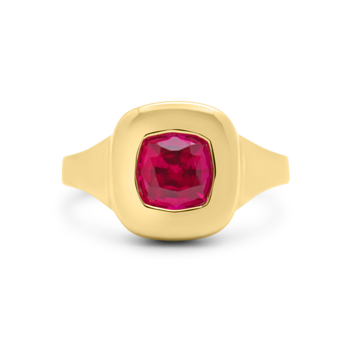 Mallory | Bezel Ruby 14k Yellow Gold Engagement Ring - Diamond Daughters, Front View