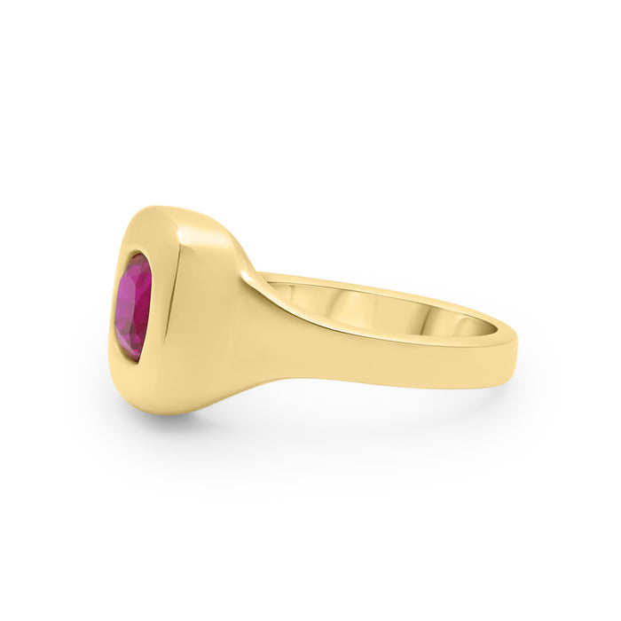 Mallory | Bezel Ruby 14k Yellow Gold Engagement Ring - Diamond Daughters, Side View