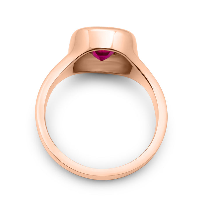 Mallory | Bezel Ruby 14k Rose Gold Engagement Ring - Diamond Daughters,  Top View