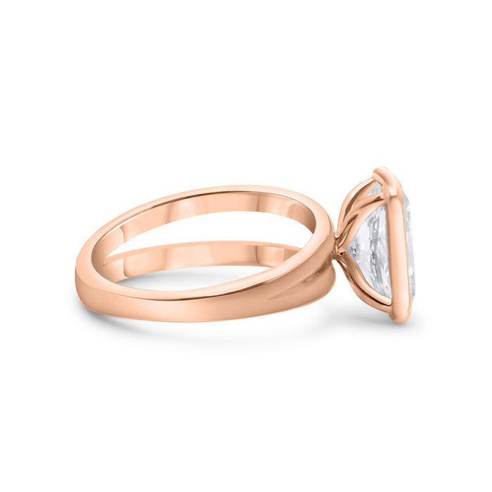 Grace | Radiant Cut Moissanite Bezel Half Split Shank 14k Rose Gold Engagement Ring - Diamond Daughters, Side View