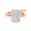 Grace | Radiant Cut Moissanite Bezel Half Split Shank 14k Rose Gold Engagement Ring - Diamond Daughters, Front View