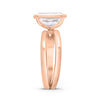 Grace | Radiant Cut Moissanite Bezel Half Split Shank 14k Rose Gold Engagement Ring - Diamond Daughters, Top Side View