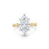 Alyssa | Marquise Moissanite Hidden Halo Accent Stone 14k Yellow Gold Engagement Ring - Diamond Daughters, Front View