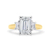 Corrine| Emerald Trapezoid Side Stone Moissanite 14K Yellow Gold Engagement Ring - Diamond Daughters, Front View