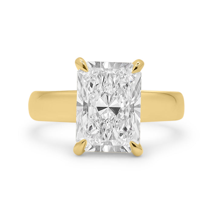 Breanna | Solitaire Thick Half Round  Band 14K Yellow Gold Engagement Ring - Diamond Daughters, Front View