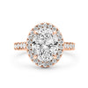 Stephanie | Oval Halo Accent Stone 14K Rose Gold Engagement Ring - Diamond Daughters, Front View