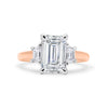 Corrine| Emerald Trapezoid Side Stone Moissanite 14K Rose Gold Engagement Ring - Diamond Daughters, Front View