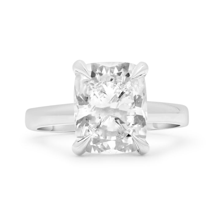 Elongated Cushion Moissanite Solitaire Engagement Ring