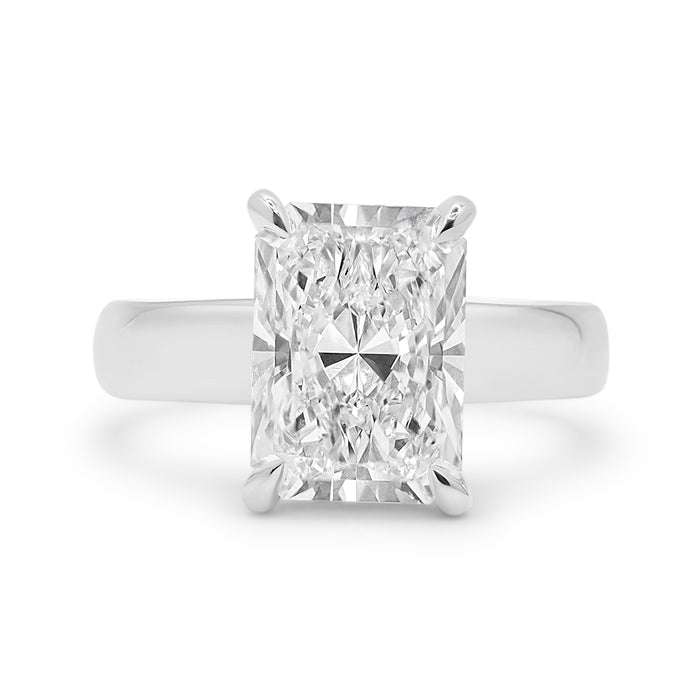 Breanna | Solitaire Thick Half Round Band 14K White Gold Engagement Ring - Diamond Daughters, Front View