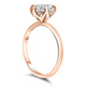 Jade | Round 6 Prong Flower Head Hidden Halo 14K Rose Gold Engagement Ring - Diamond Daughters, Top Side View 