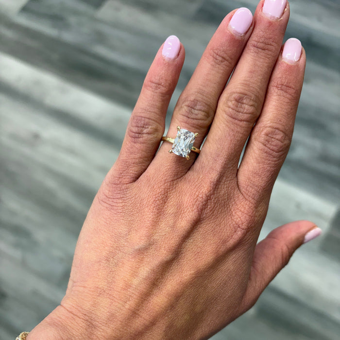 3.00CT Elongated Cushion Old Mine Lab Grown Diamond Solitaire Engagement Ring
