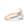 Stephanie | Oval Halo Accent Stone 14K Rose Gold Engagement Ring - Diamond Daughters, Side View