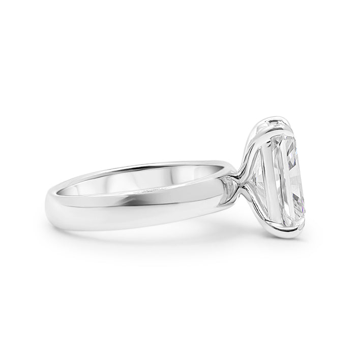 Breanna | Solitaire Thick Half Round Band 14K White Gold Engagement Ring - Diamond Daughters, Side View