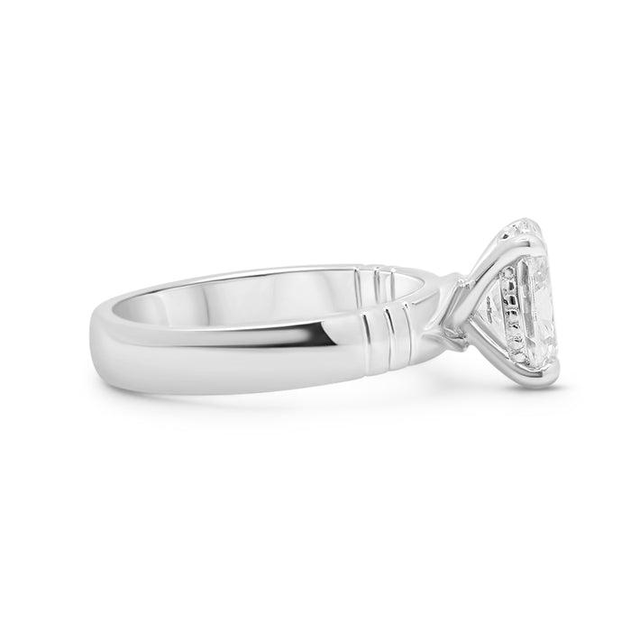 Cynthia | Engraved Band 14K White Gold Engagement Ring - Diamond Daughters, Side View